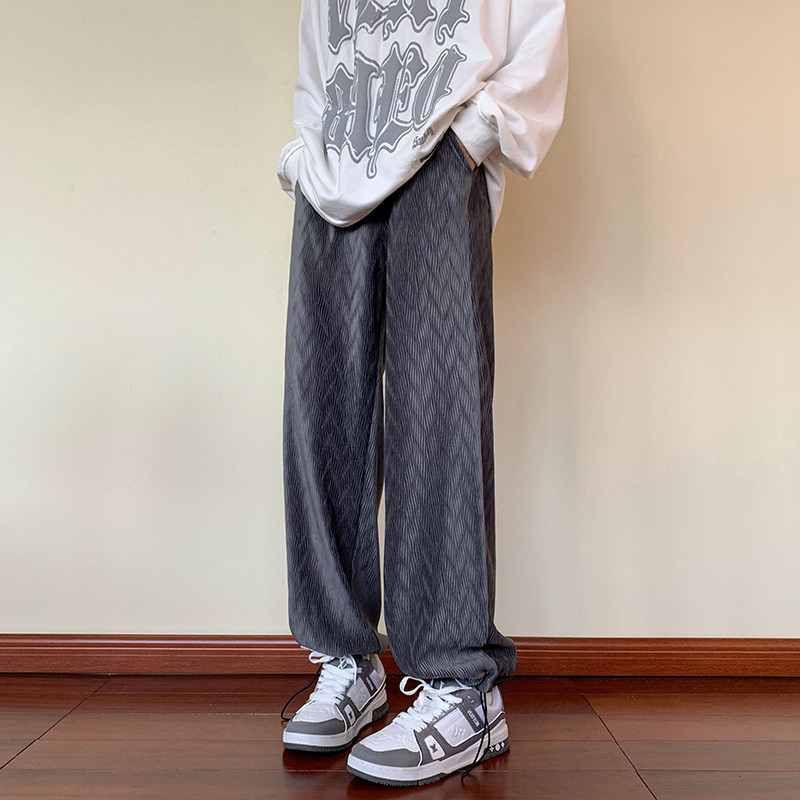 港风秋季新款男士宽松阔腿直筒潮老爹裤灯芯绒1401-K011-P45控69,男装休闲裤,星座1401