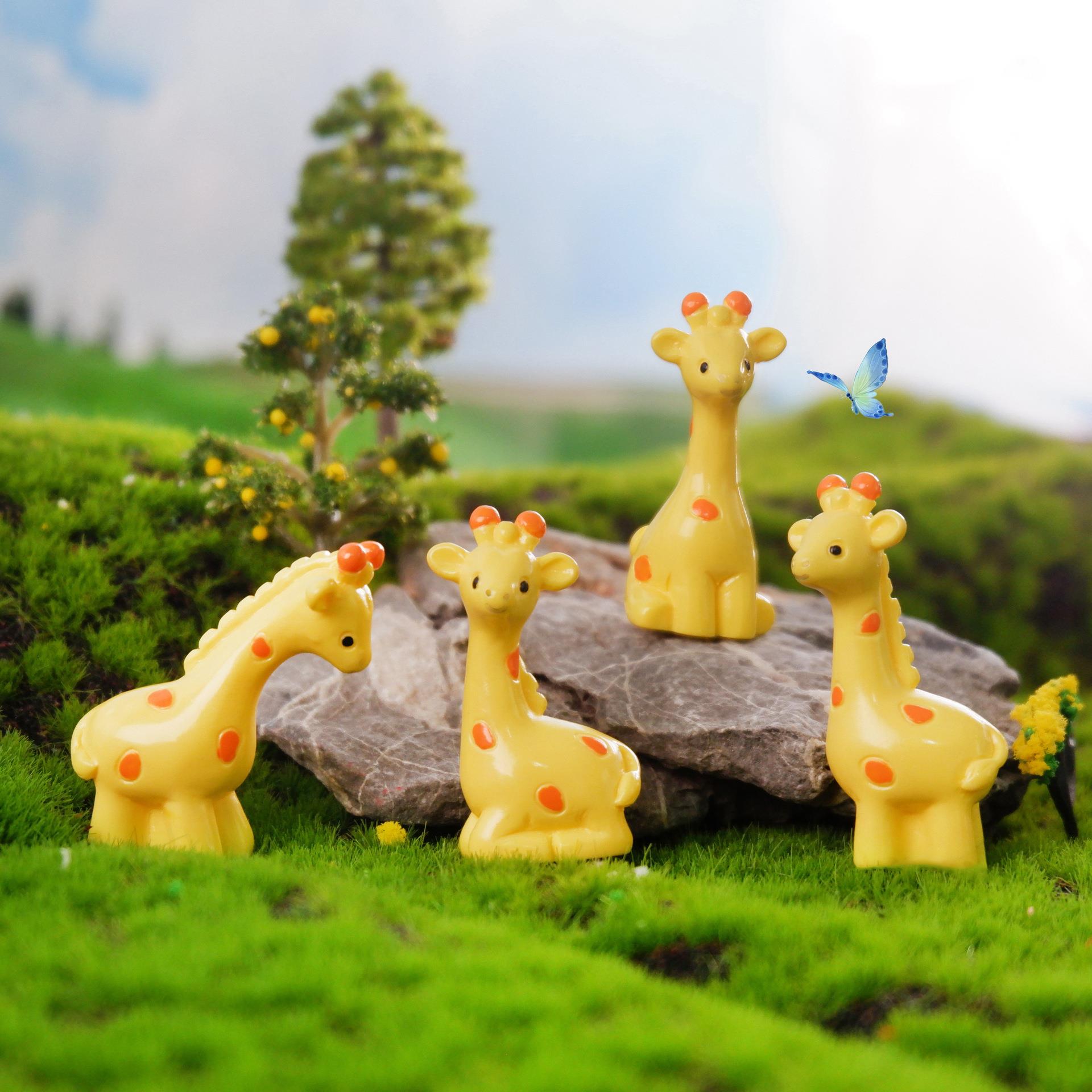 微景观装饰品 可爱长颈鹿摆件蛋糕 汽车装饰 沙盘卡通造景DIY摆件