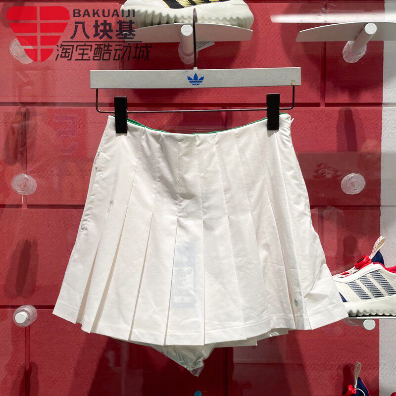 阿迪达斯三叶草女裙2025夏季网球百褶裙休闲百搭半身裙短裙JC6769