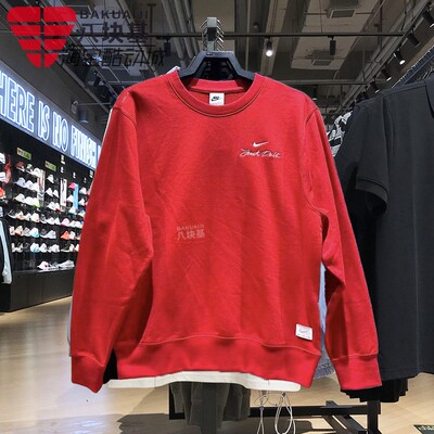耐克男装印花红色针织圆领卫衣
