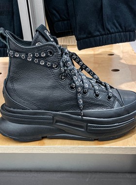 匡威男女鞋2025冬新款时尚黑武士厚底皮质夹心高帮休闲鞋 A17902C