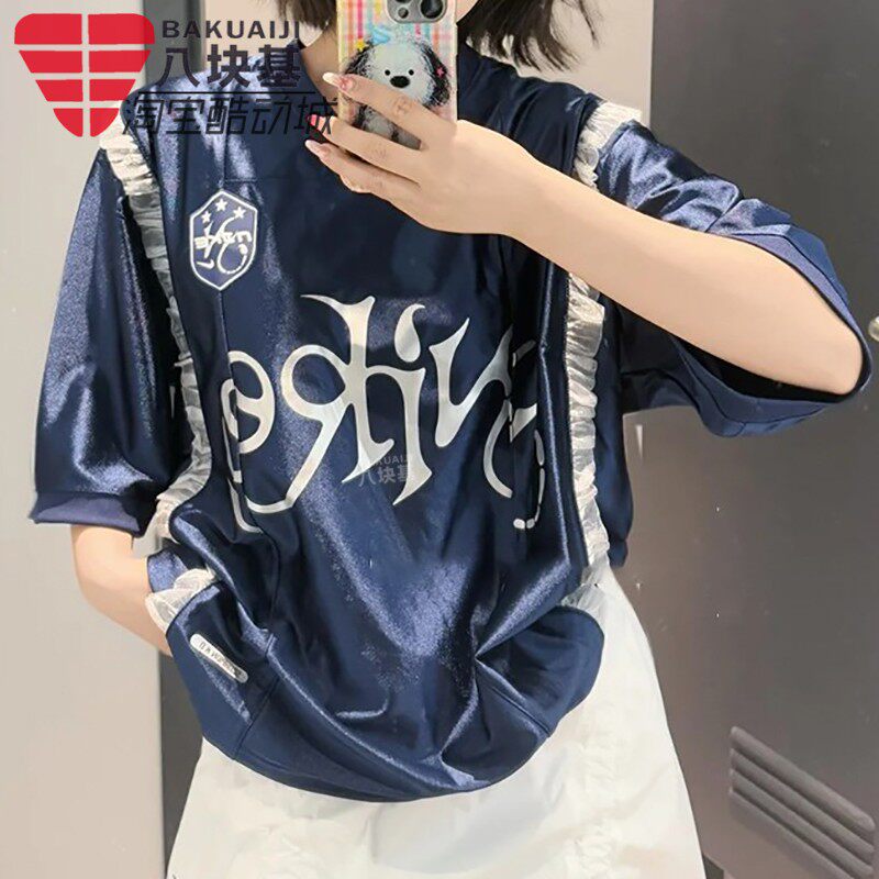 耐克女蕾丝设计印花宽松短袖T恤