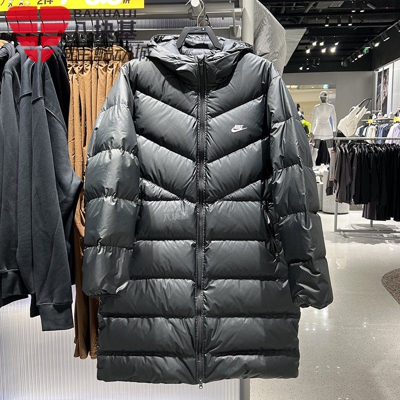 耐克男中长款防风御寒连帽羽绒服
