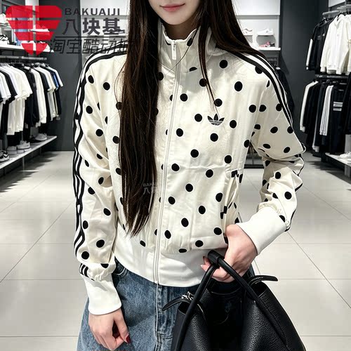 三叶草女装复古波点短款夹克外套