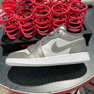 耐克大童鞋2025冬季JORDAN AJ1灰白复古青少年低帮板鞋HV4398-014