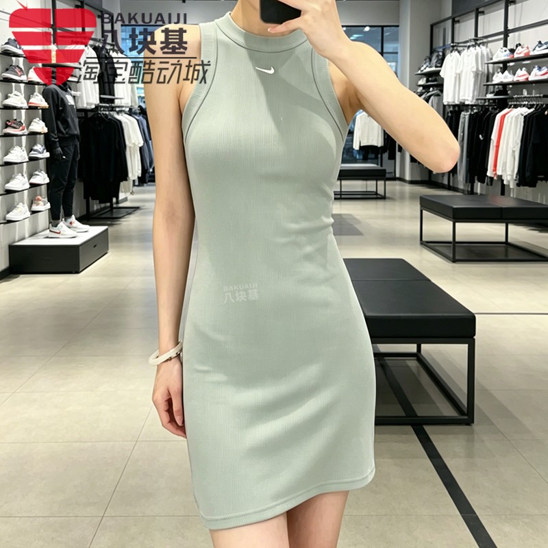 耐克女裙小高领无袖背心连衣裙