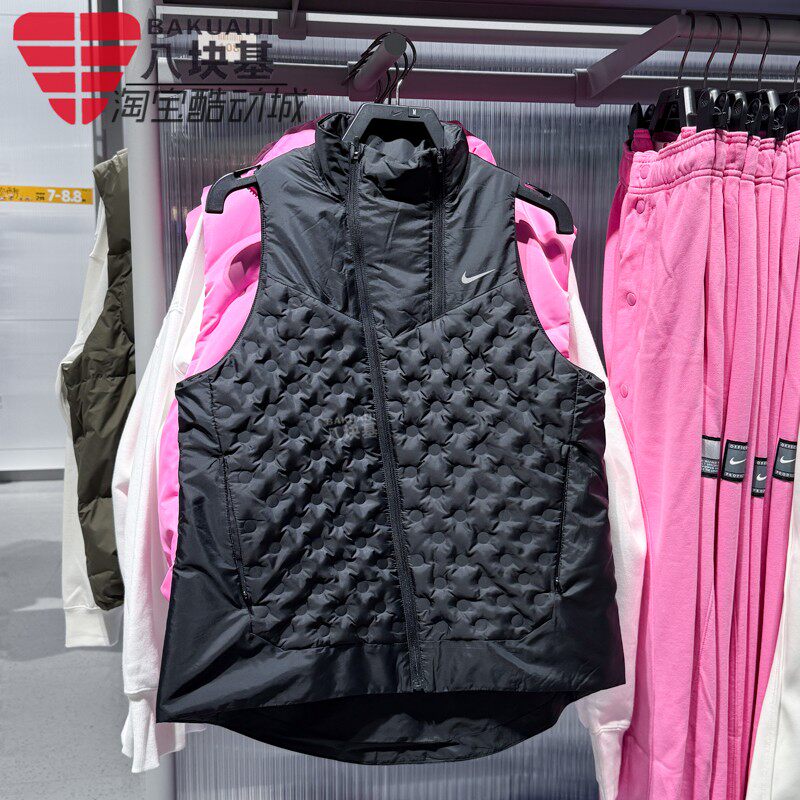 Nike耐克羽绒拼接马甲女装2025冬防风拒水保暖运动背心FB7607-010