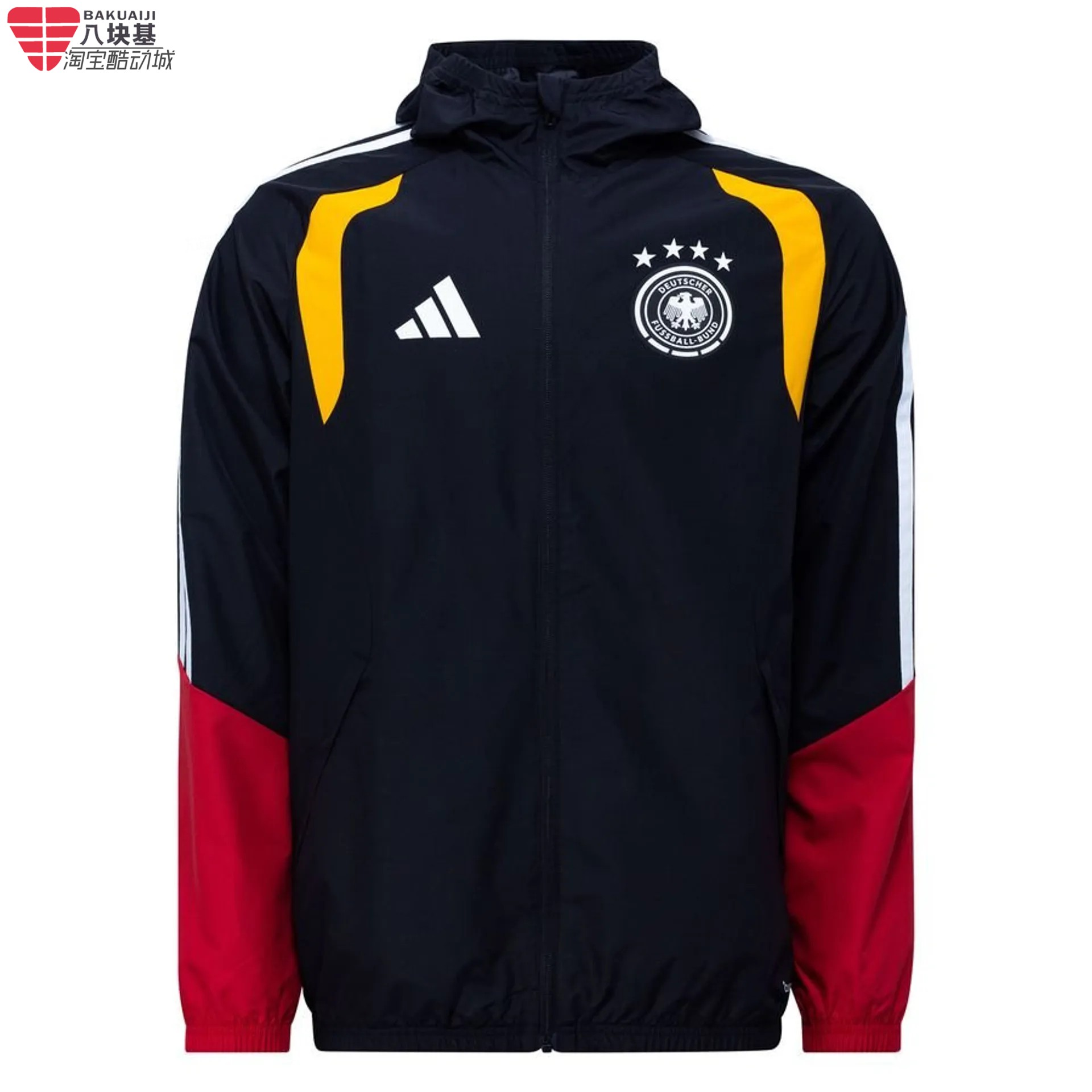 阿迪达斯男装2026春款梭织带内网天朗足球运动连帽风衣外套KB4489