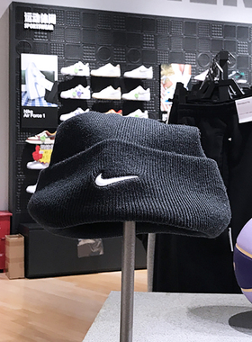 Nike耐克男女帽2025春季刺绣小勾舒适柔软毛线帽护耳帽HF0187-100