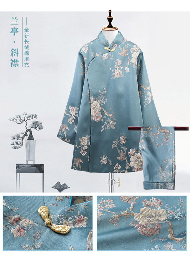 女款寿衣 老人纯棉高档全套殡葬用品 女士旗袍冲喜真丝寿服 天玺