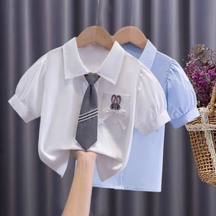 女童短袖衬衫2025夏季新款儿童学院风jk制服衬衣女孩夏装纯棉上衣