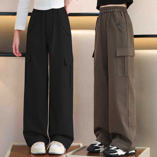 女童工装裤春装阔腿裤儿童2026新款中大童女孩加绒运动裤春秋裤子