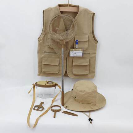 儿童户外探险服马甲渔夫帽子冒险家考古学家捉虫玩具套装角色扮演