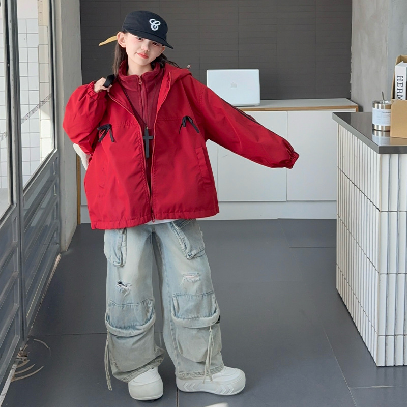 女童秋冬款三合一冲锋衣可拆卸2025新款儿童女大童冬季加厚外套潮