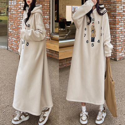 加绒加厚宽松其它韩版印花卫衣裙