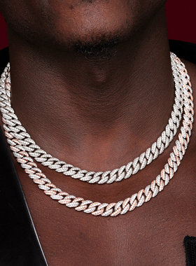 NICEPOWER 10mm邓为同款满钻泡泡古巴链嘻哈项链新款