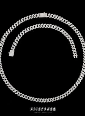 NICEPOWER8mm莫桑迈阿密古巴 925银莫桑石 进口莫桑古巴链欧美