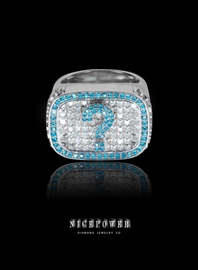 NICEPOWER定制欣赏 ICE杨长青定制问号戒指 无边镶公主方