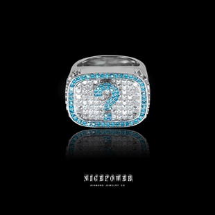NICEPOWER定制欣赏 ICE杨长青定制问号戒指 无边镶公主方