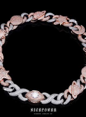 NICEPOWER 郑润泽同款18mm宇宙星星欧美嘻哈满钻古巴链