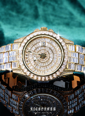 NICEPOWER满镶全梯方男士欧美嘻哈表