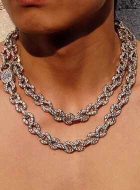 NICEPOWER 15mm无限满钻八字古巴链 Apmozart playboicarti同款