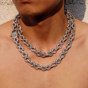 NICEPOWER 15mm无限满钻八字古巴链 Apmozart playboicarti同款