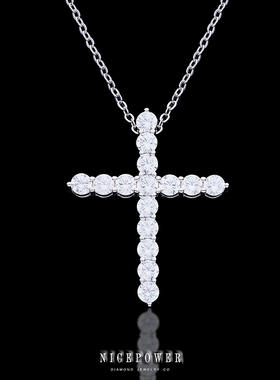 马思唯同款 S925纯银小扣头十字架 嘻哈吊坠 满钻十字架