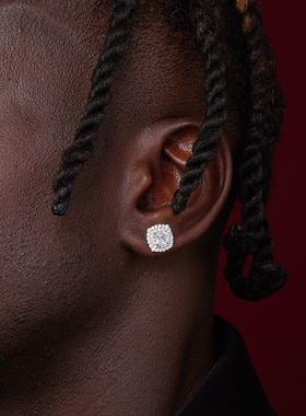 NICEPOWER 纯银满钻耳钉 嘻哈欧美耳饰