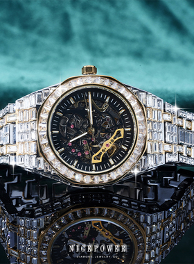 NICEPOWER镂空机械梯方男士嘻哈表