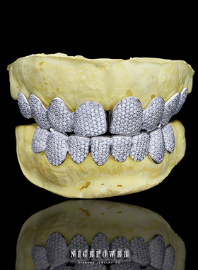 NICEPOWER Grillz欣赏  上八下八 满钻牙套