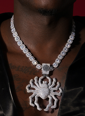 NICEPOWER  欧美嘻哈满钻 蜘蛛吊坠 说唱吊坠