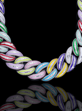 NICEPOWER   25mm Cuban Link 夜光珐琅滴油嘻哈满钻古巴链