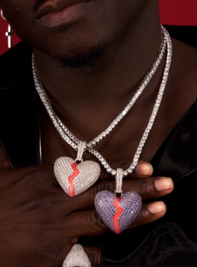 NICEPOWER 心碎小吊坠 满钻欧美嘻哈吊坠 伤心男孩emo吊坠