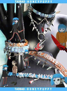 甜心小狗◆原创 sallyface俏皮脸同人衍生手环项圈小众饰品周边
