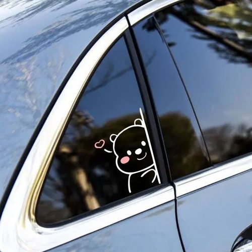 新款可爱腼腆小熊汽车三角窗贴纸