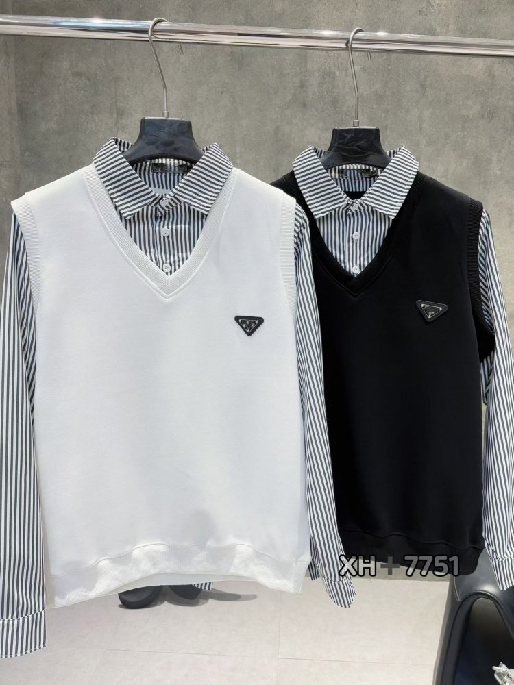 假两件纽扣翻领胸前小标休闲百搭2026早春卫衣衬衫男女套头打底