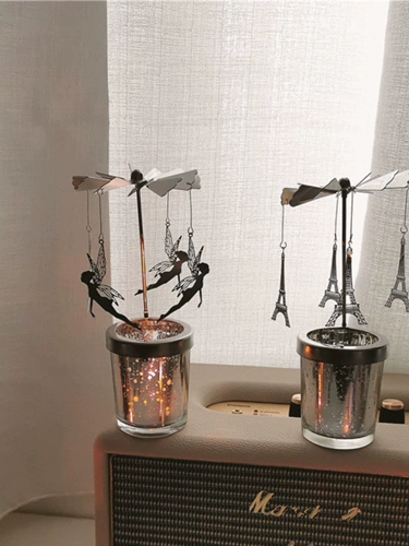 Вращающаяся свеча серебряная железа INS Мечтательная свеча ароматерапия железная романтическая ретро -плюс