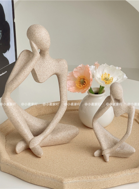 ins极简思考者人物雕塑客厅