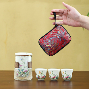 虞美人一壶三杯快客杯户外便携式 过滤泡茶具KK0529 旅行茶具套装