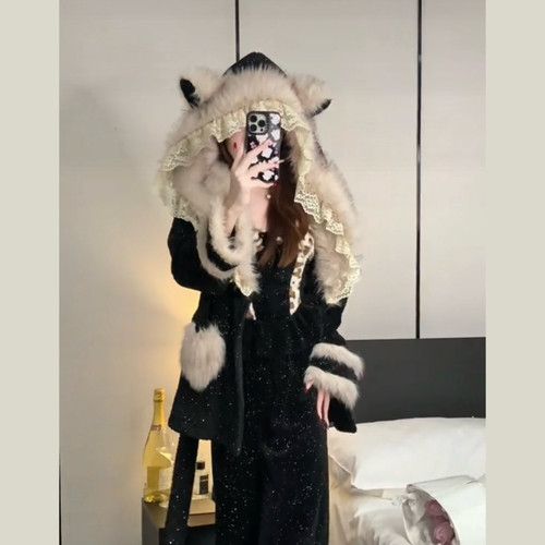 彭裳裳【萌妹闪耀】潮流女士保暖冬装睡衣套装上新百搭舒适居家服