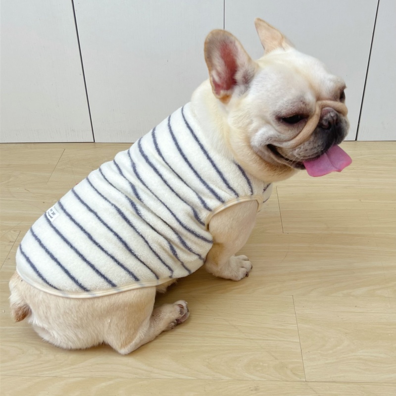 狗狗衣服秋冬加绒条纹背心保暖弹力小中型犬巴哥法斗博美宠物衣服