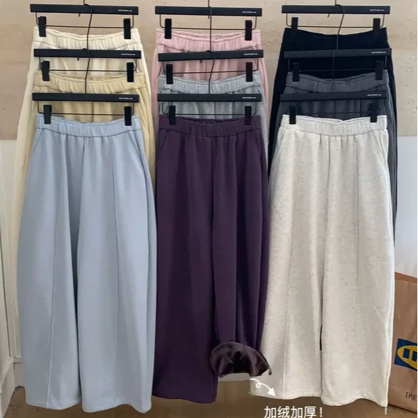 韩系高腰抽绳宽松显瘦裤子