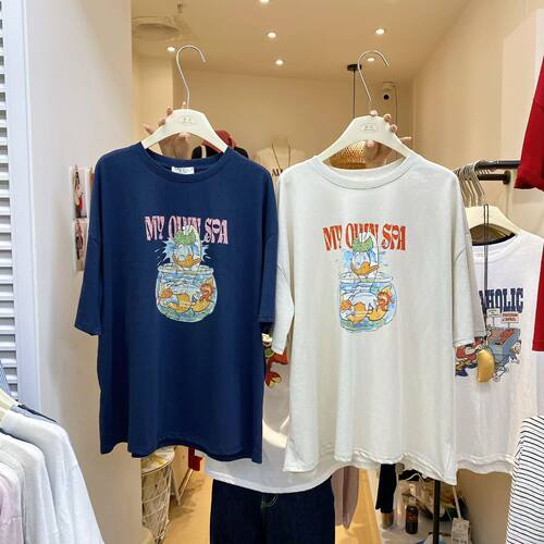 ZC夏季韩系休闲趣味卡通印花宽松大版短袖T恤女上衣潮