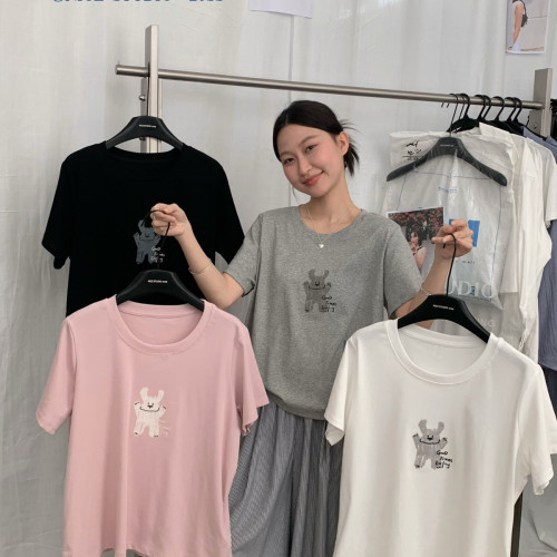 奶思家 Nice Studio26夏上新可爱小狗印绣tee短袖T恤30323