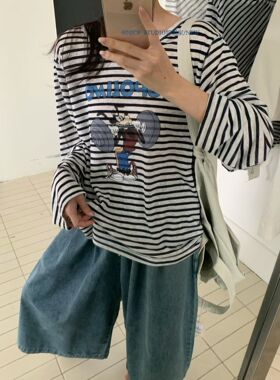 Nice studio奶思家2026夏季新款韩版休闲百搭圆领长袖T恤女潮