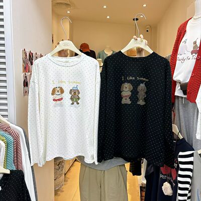 ZC秋冬韩版宽松大版休闲显瘦卡通印花长袖T恤女上衣潮