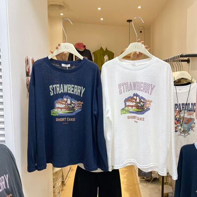 ZC2026夏季新款韩版宽松休闲舒适百搭T恤卡通字母印花长袖潮