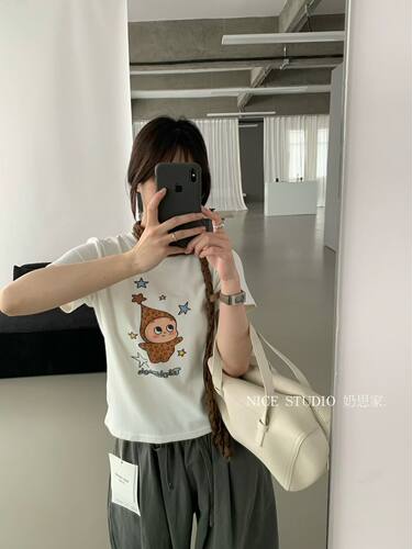 奶思家Nice studio秋季短袖T恤女学生韩版时尚常规ins上衣打底衫