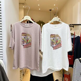 休闲舒适百搭T恤卡通字母印花短袖 ZC2026夏季 宽松大版 韩版 潮 新款